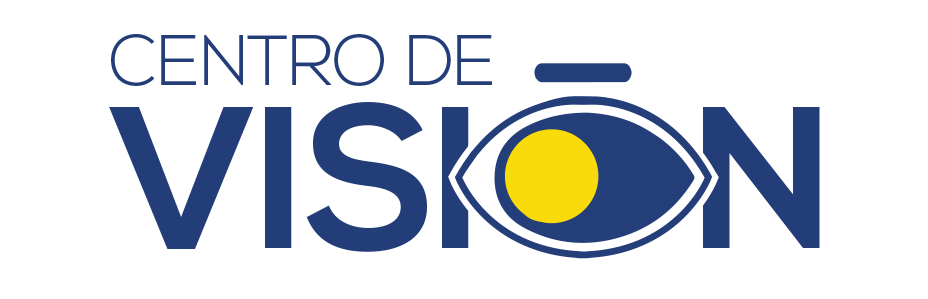 Logo Centro de Visión Texto que dice centro de visión donde la ultima O tiene forma de un ojo y la ceja es su tilde