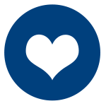 logo corazón encerrado en un circulo azul