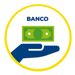 Icono que representa un deposito bancario mano sosteniendo un billete